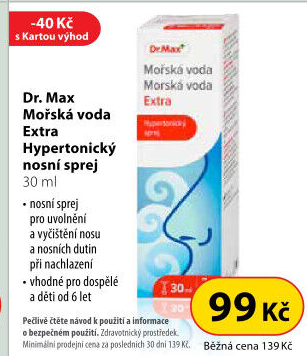Sprej nosní hypertonický mořská voda Extra Dr.Max