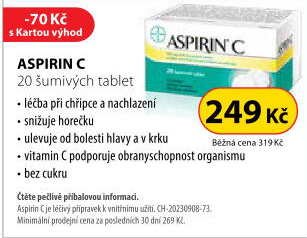 Šumivé tablety proti chřipce a nachlazení Aspirin C Bayer