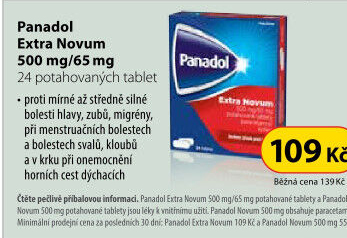 Tablety proti bolesti Extra Novum Panadol