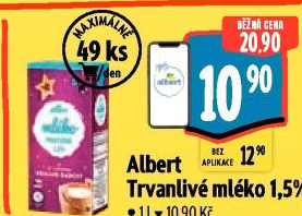 Mléko trvanlivé Albert - 1,5% polotučné