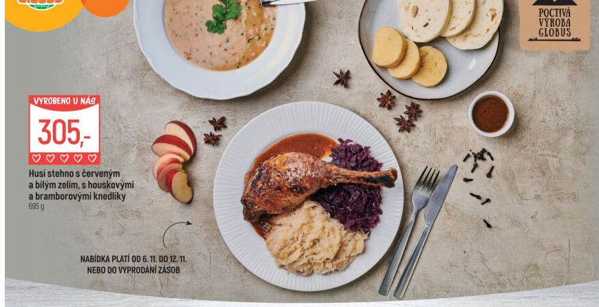 Husí stehno, zelí a knedlík