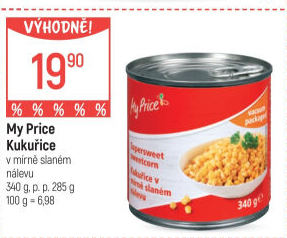 Kukuřice sterilovaná My Price