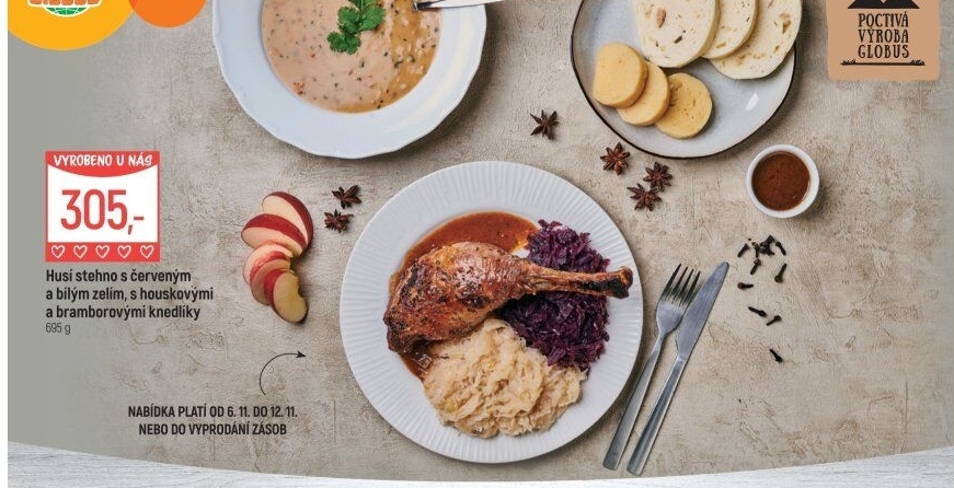 Husí stehno, zelí a knedlík