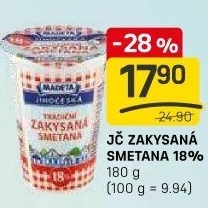 Smetana zakysaná Jihočeská Madeta 18%