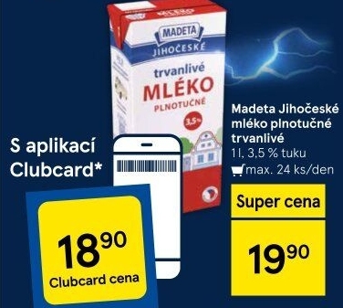 Mléko trvanlivé Jihočeské Madeta - 3,5% plnotučné