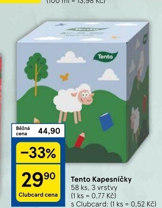 Papírové kapesníčky 3vrstvé Tento - box