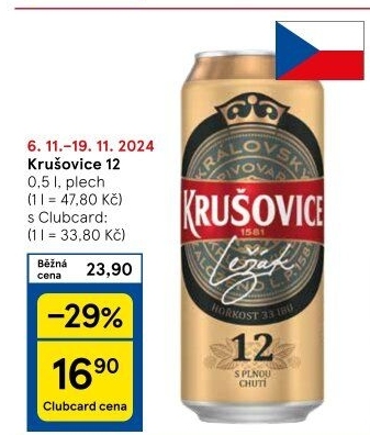Pivo světlý ležák Královský 12° Krušovice