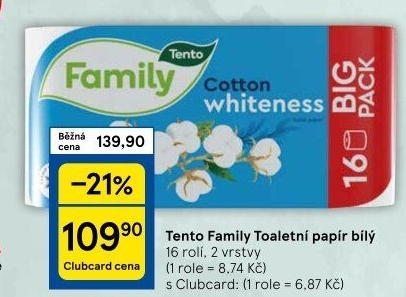 Toaletní papír 2vrstvý Family Tento