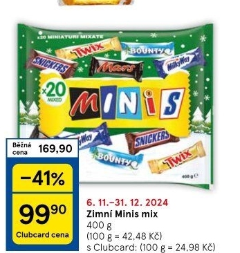 Tyčinky čokoládové Mix Minis Mars