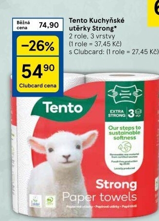 Utěrky kuchyňské 3vrstvé Strong Tento