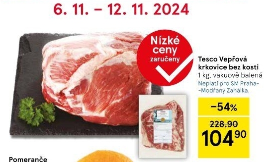Vepřová krkovice bez kosti Tesco