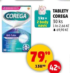 Antibakteriální tablety na zubní protézy Corega