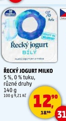 Bílý jogurt řecký 0% Milko