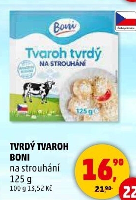 Tvaroh tvrdý na strouhání Boni