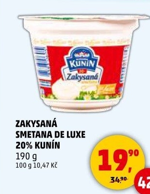 Zakysaná smetana de luxe Mlékárna Kunín 20%