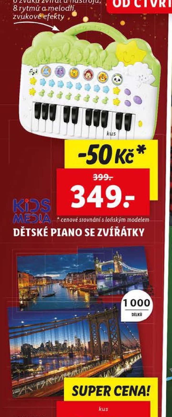 Dětské piano se zvířátky