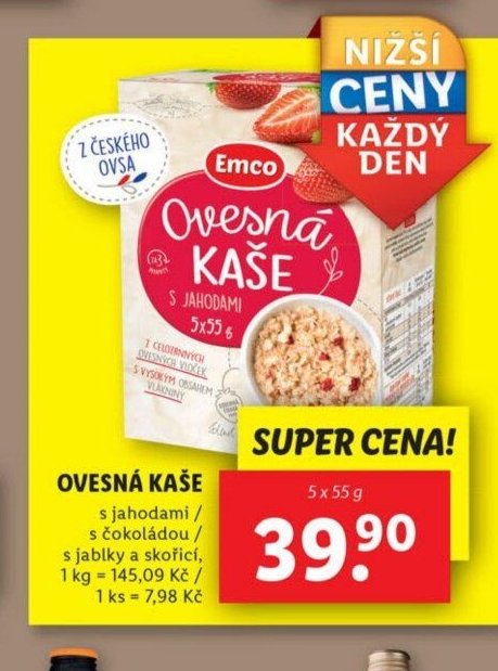 Emco ovesná kaše s jahodami