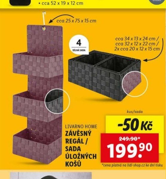 Livarno Home závěsný regál / sada úložných košů