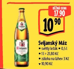 Pivo světlý ležák 11° Svijanský Máz Svijany
