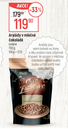 Arašídy v čokoládě Choco Exclusive Poex
