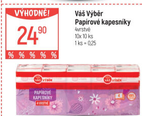 Papírové kapesníčky 4vrstvé Váš Výběr