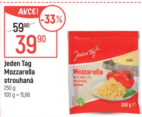 Sýr Mozzarella strouhaná Jeden Tag