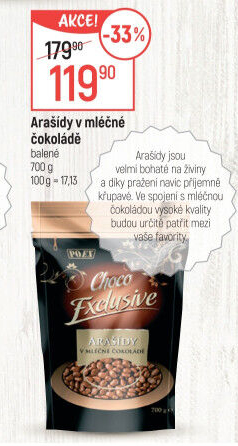 Arašídy v čokoládě Choco Exclusive Poex