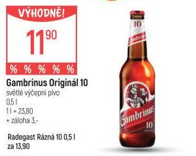 Pivo světlé výčepní Originál 10° Gambrinus