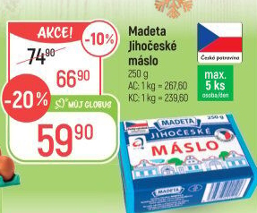 Máslo Jihočeské Madeta