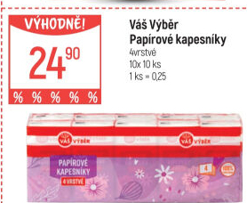 Papírové kapesníčky 4vrstvé Váš Výběr
