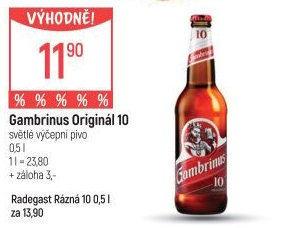 Pivo světlé výčepní Originál 10° Gambrinus