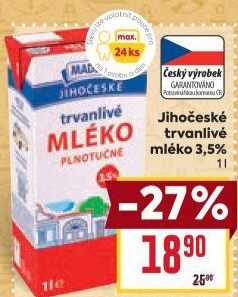 Mléko trvanlivé Jihočeské Madeta - 3,5% plnotučné