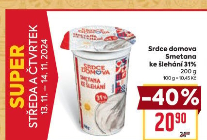 Smetana ke šlehání 31% Srdce domova