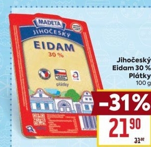 Sýr Eidam Jihočeský 30% Madeta