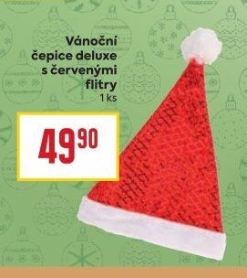 Vánoční čepice deluxe s červenými flitry