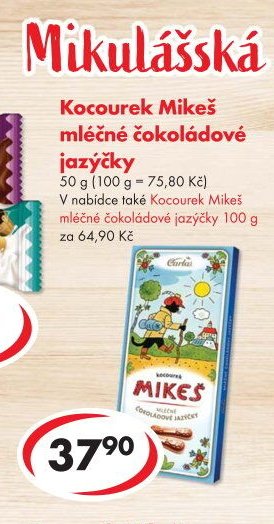 Kocourek Mikeš mléčné čokoládové jazýčky