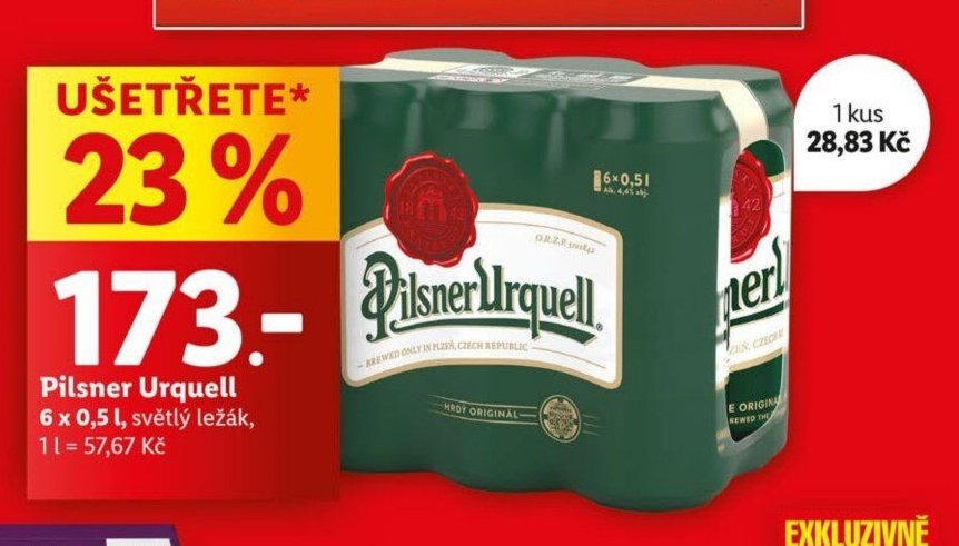 Pilsner Urquell 6 x 0,5 l, světlý ležák