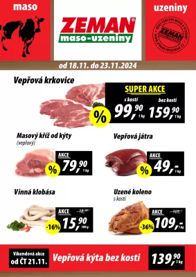 akční leták ZEMAN maso - uzeniny 18.11.2024-23.11.2024