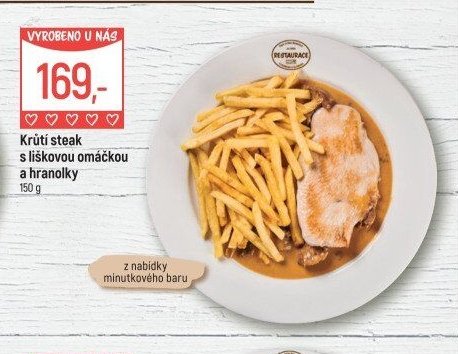 Krůtí steak s lískovou omáčkou a hranolky
