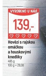Hovězí s rajskou omáčkou a houskovými knedlíky