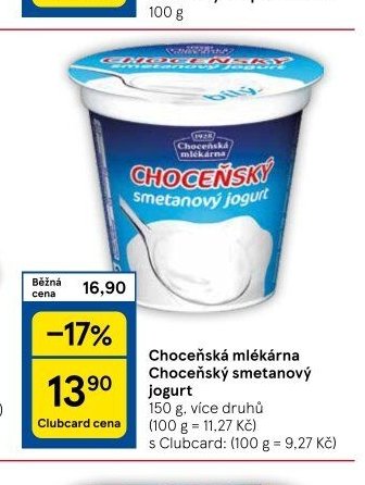 Choceňská mlékárna Choceňský smetanový jogurt