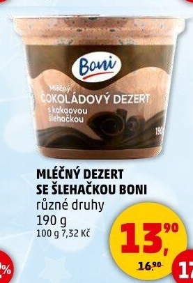 Dezert mléčný se šlehačkou Boni