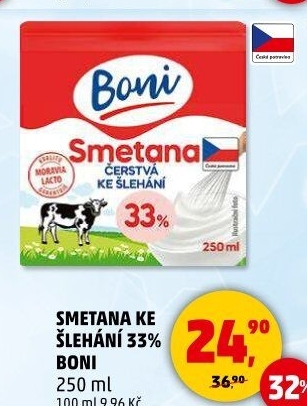 Smetana ke šlehání Boni 33%