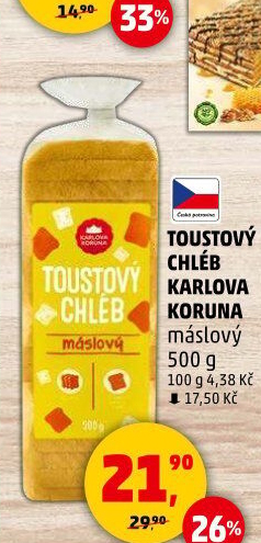 Toustový chléb Karlova Koruna