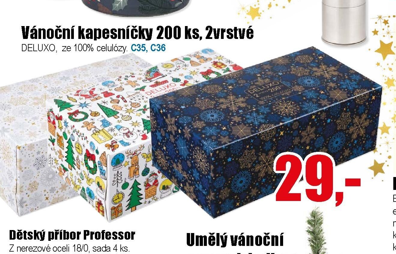 Vánoční kapesníčky 200 ks, 2vrstvé