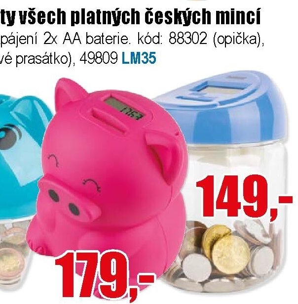 Digitální pokladnička prasátko červené