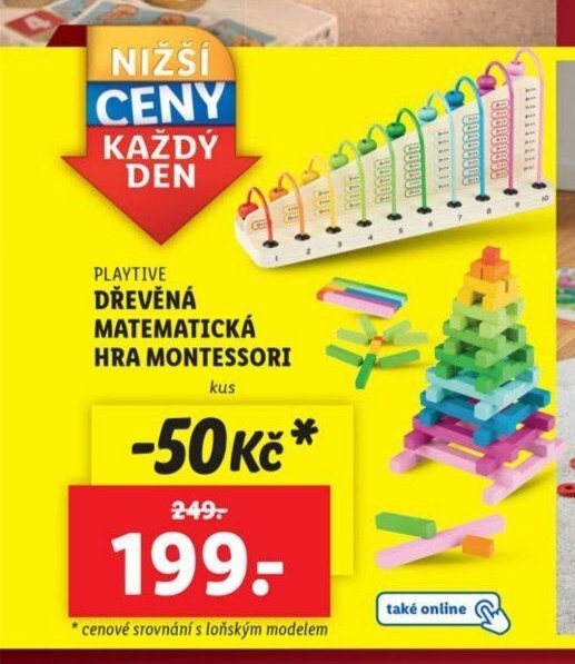 PLAYTIVE DŘEVĚNÁ MATEMATICKÁ HRA MONTESSORI