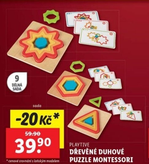 PLAYTIVE DŘEVĚNÉ DUHOVÉ PUZZLE MONTESSORI