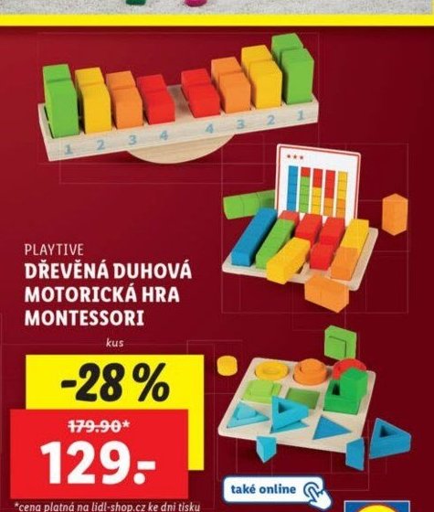 PLAYTIVE DŘEVĚNÁ DUHOVÁ MOTORICKÁ HRA MONTESSORI