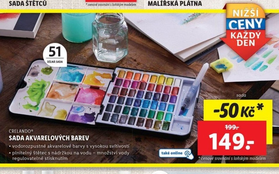 CRELANDO® SADA AKVARELOVÝCH BAREV